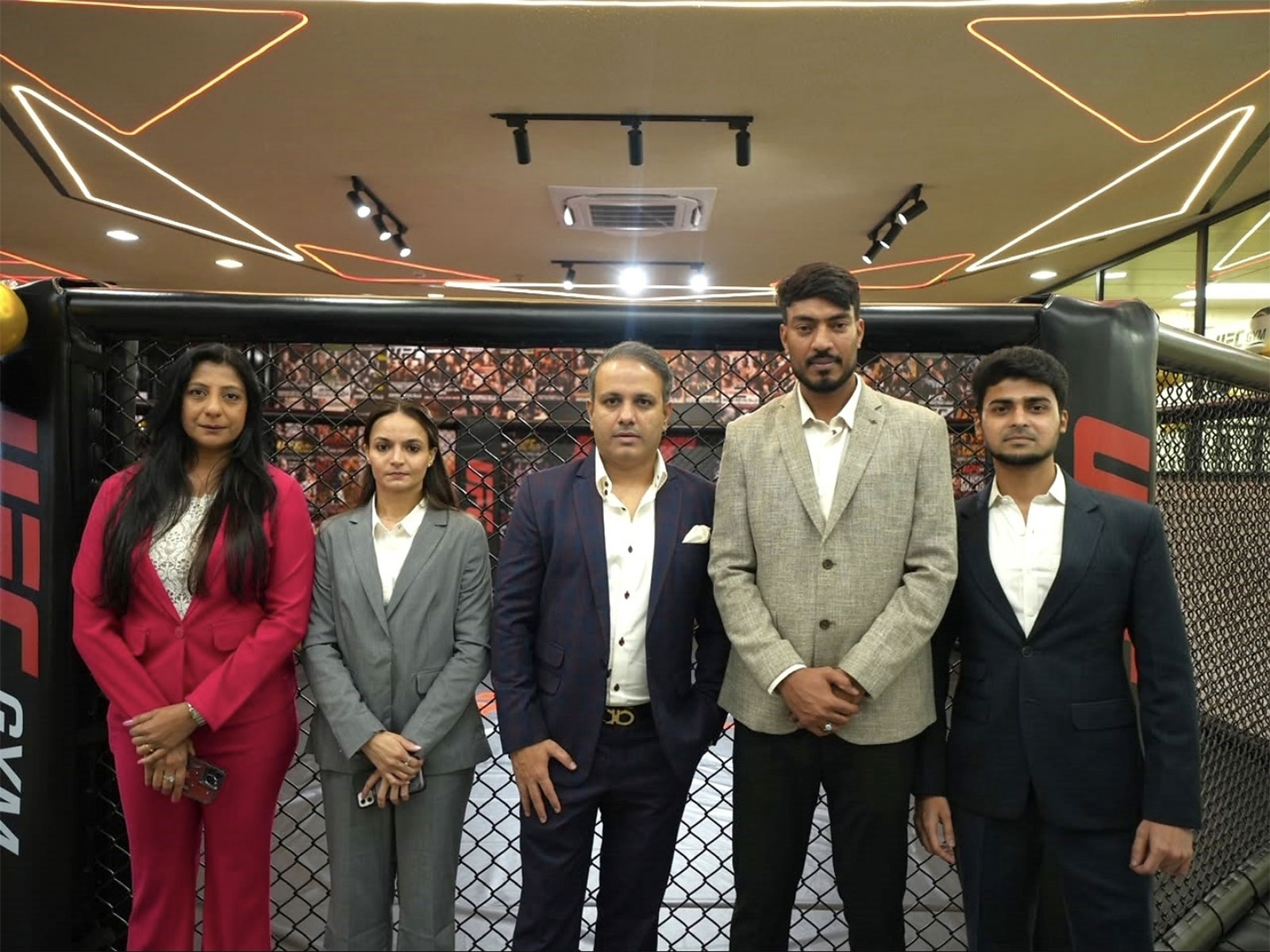 (L-R) Sanyogita Ramanan, C.A. Kajol Palsaniya, Istayak Ansari, Ghanshyam Yadav and Mohammed Rabi at the UFC GYM Jagatpura grand launch