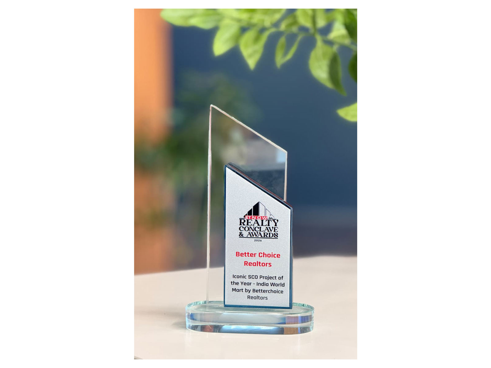Better Choice Realtors receives the 'Iconic SCO Project of the Year' award for India World Mart at the ET Now Realty Conclave & Awards 2026