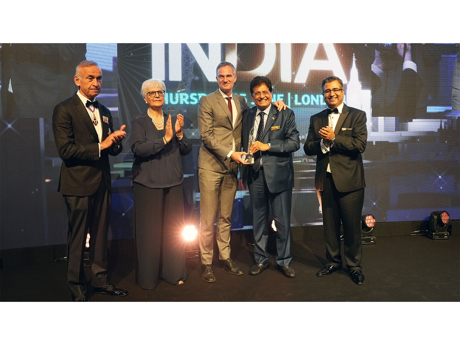Piyush Goyal, India's Minister of Commerce & Industry, receives the 'Exceptional Leadership in Elevating UK-India Ties' award at the IGF UK India Awards 2026