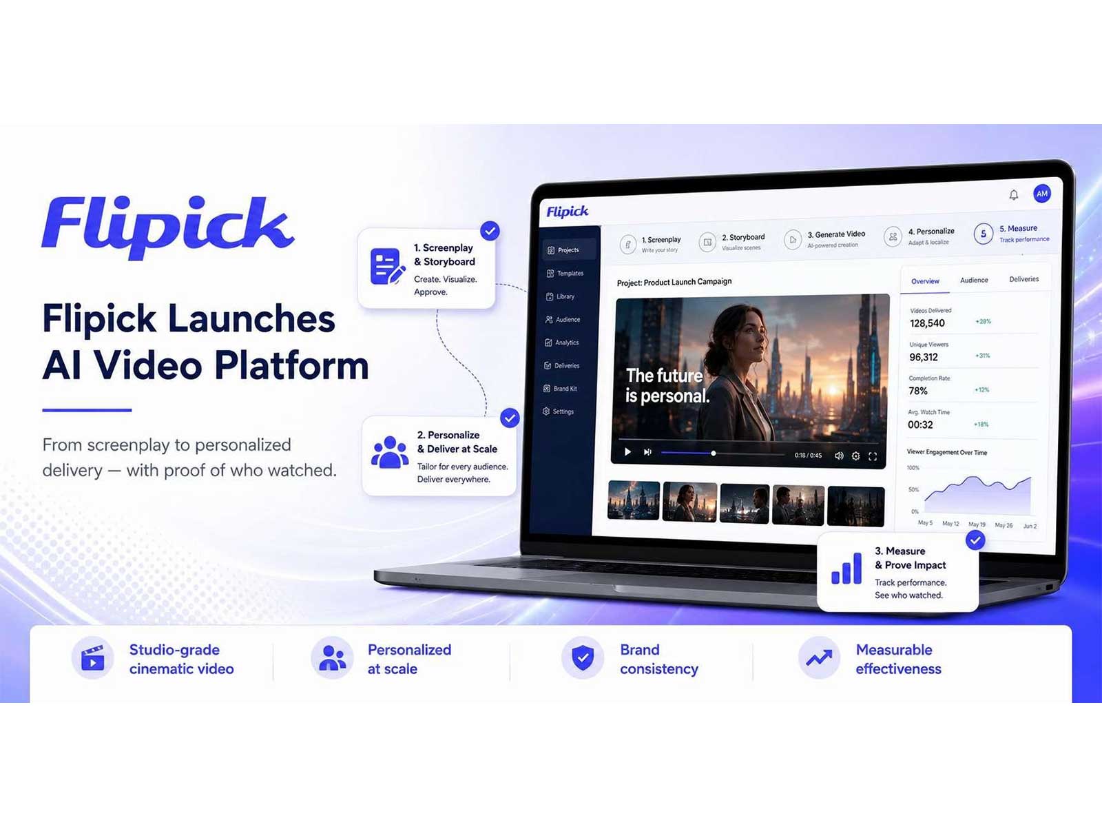 Flipick Launches AI Video Platform That Creates, Personalizes, Delivers and Measures Effectiveness of Cinematic Video at Scale