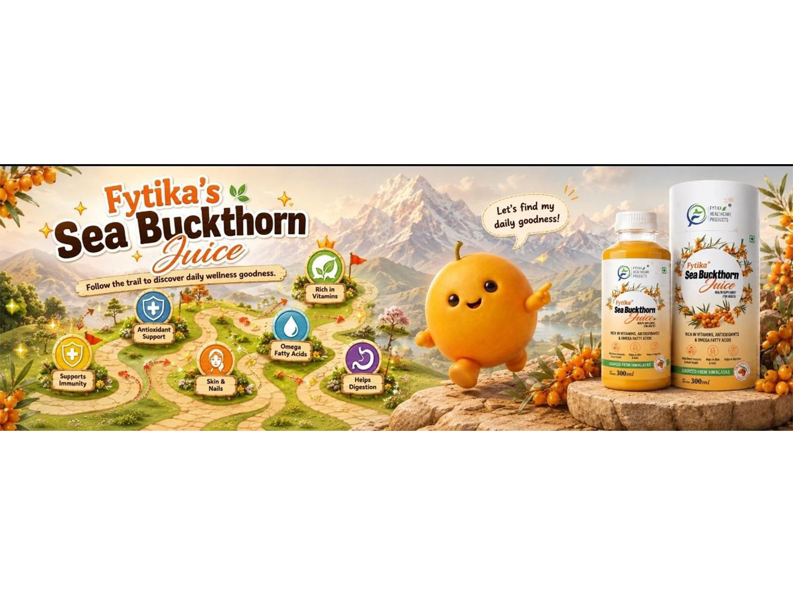 Fytika Sea Buckthorn Juice: Made from Whole Sea Buckthorn Pulp in Its Purest Natural Form, Originally Sourced from Ladakh