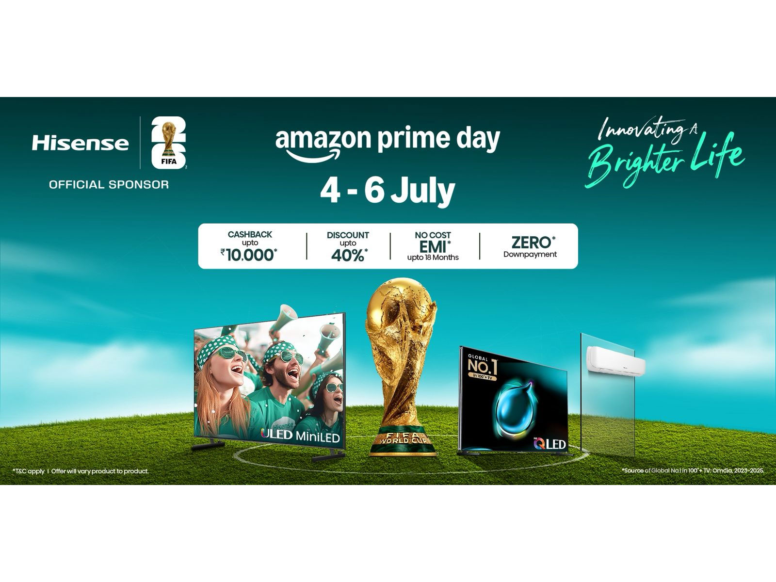 Hisense India Announces Up to 40% Discounts on TVs and Air Conditioners During Amazon Prime Day and Flipkart GOAT Sale