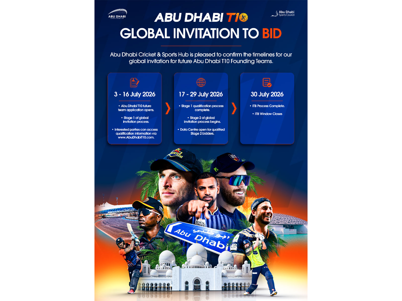 Global team invitation-to-bid opens on 3 July as Abu Dhabi T10 franchise procurement enters landmark phase