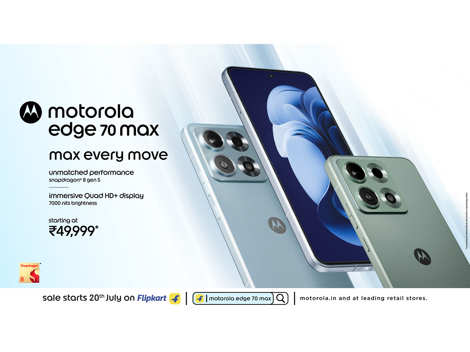 Motorola Launches edge 70 max with Snapdragon® 8 Gen 5, 2K LTPO AMOLED Display, Qi2.2 Charging & 7100mAh Battery at Rs. 49,999*
