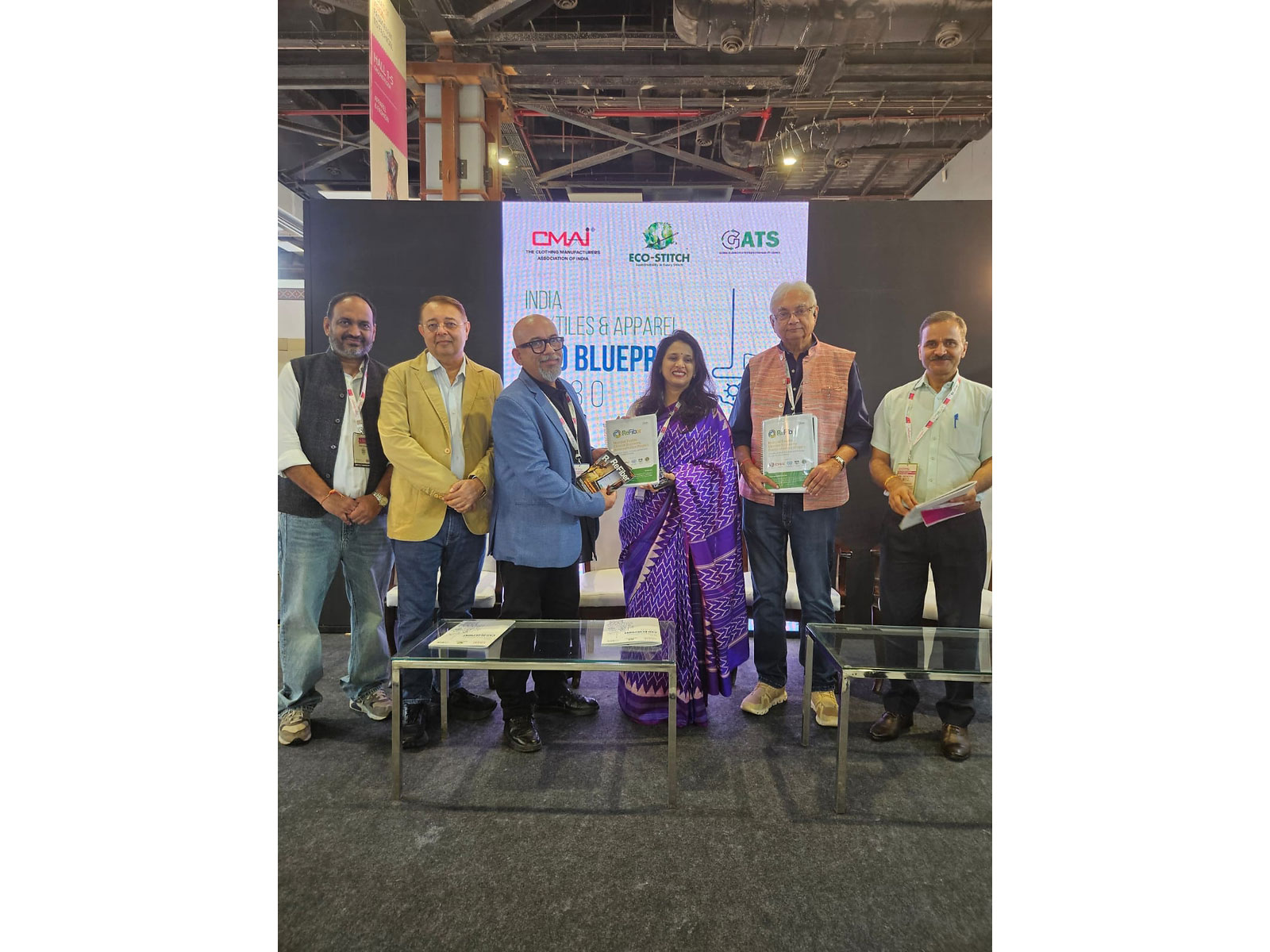Left to Right - Anand Golecha, Naveen Sainani, Hon.Gen.Secretary, CMAI, Manoj Wanvari, COO, OTerRi & ReFiber, Vrunda Manohar Desai, Textile Commissioner