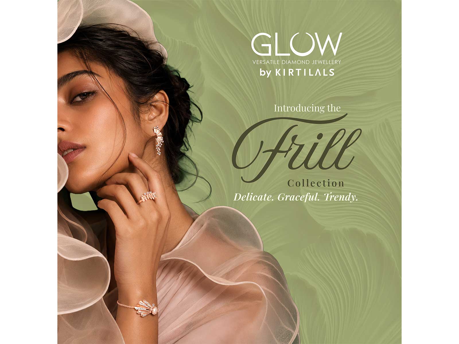 Frill Collection from Glow by Kirtilals, A contemporary natural diamonds collection, inspired by graceful movement