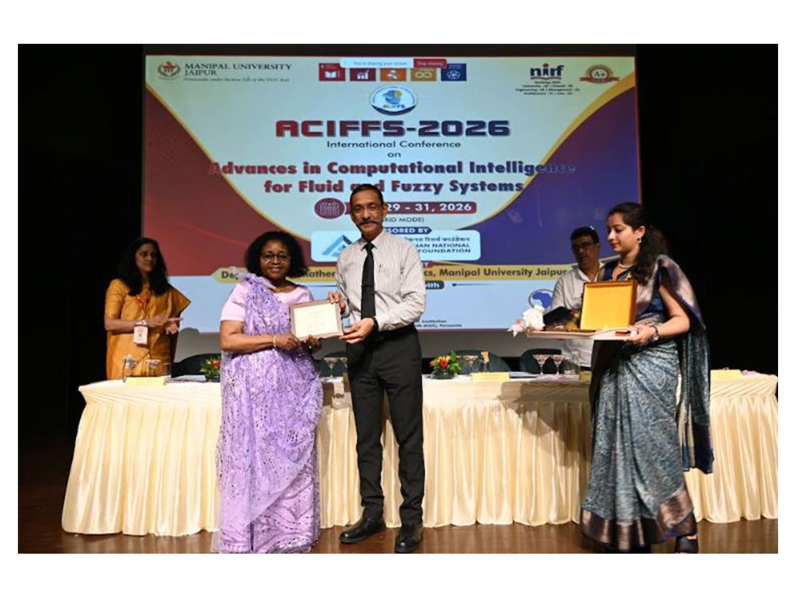 Prof. Verdiana Grace Masanja of NM-AIST, Tanzania is felicitated by Cdr. (Dr.) Anil Rana, Pro President, Manipal University Jaipur