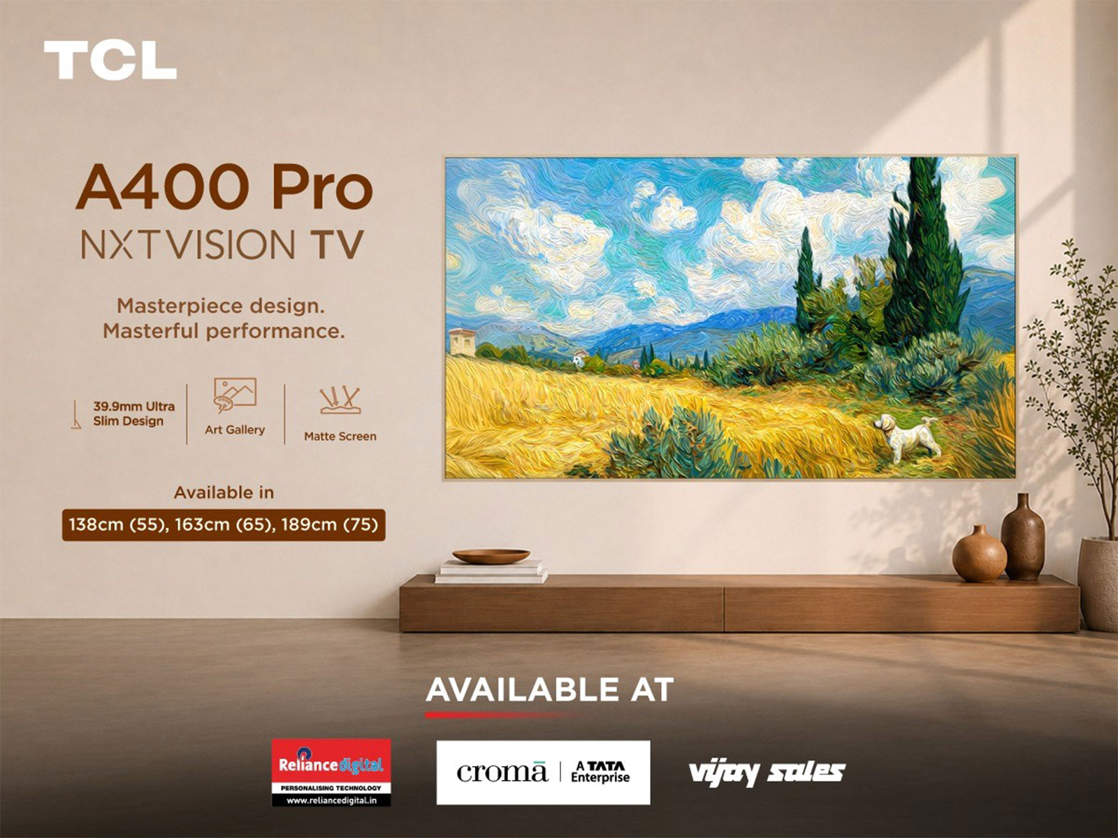 Elevate Your Living Space with TCL's Art-Inspired A400 Pro NXTVISION TV