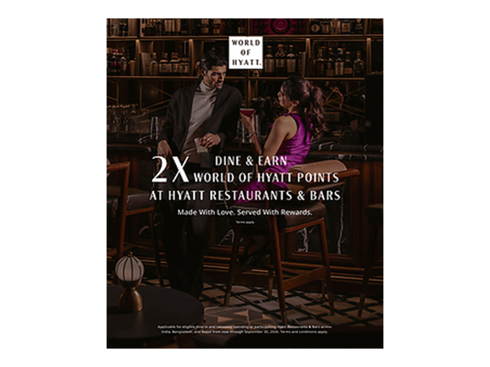 World of Hyatt members can earn 2X points on eligible food & beverage spend at participating Hyatt hotels and resorts across the region