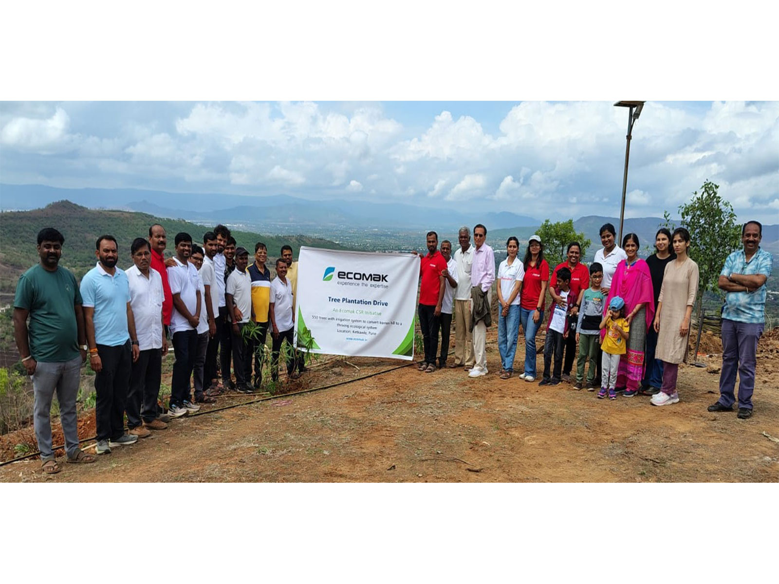 Ecomak employees and community members participate in the CSR tree plantation drive at Ketkavale, Pune