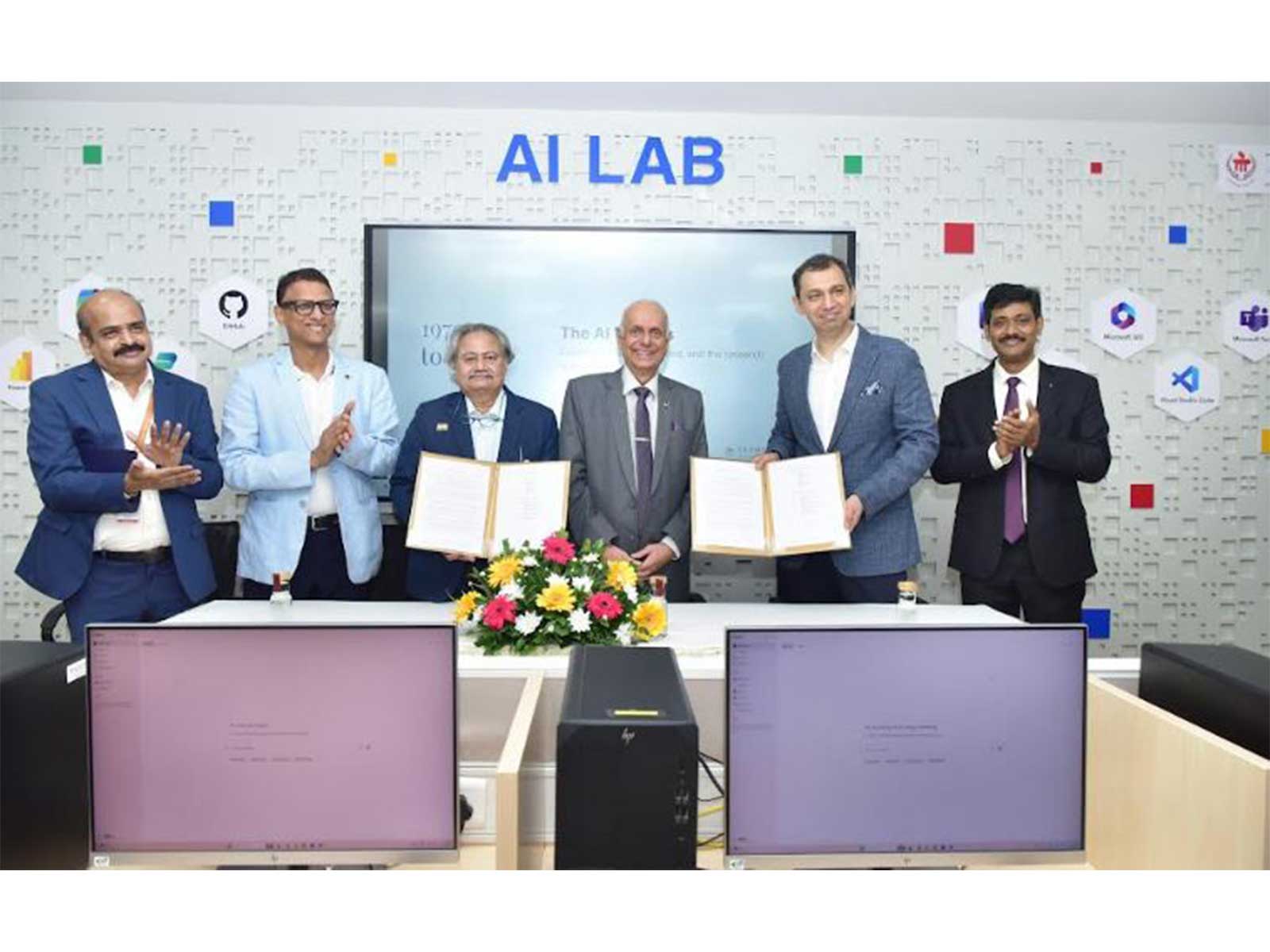 MAHE, Microsoft & Hitachi Systems India leadership at the launch of the AI Lab at TAPMI Manipal