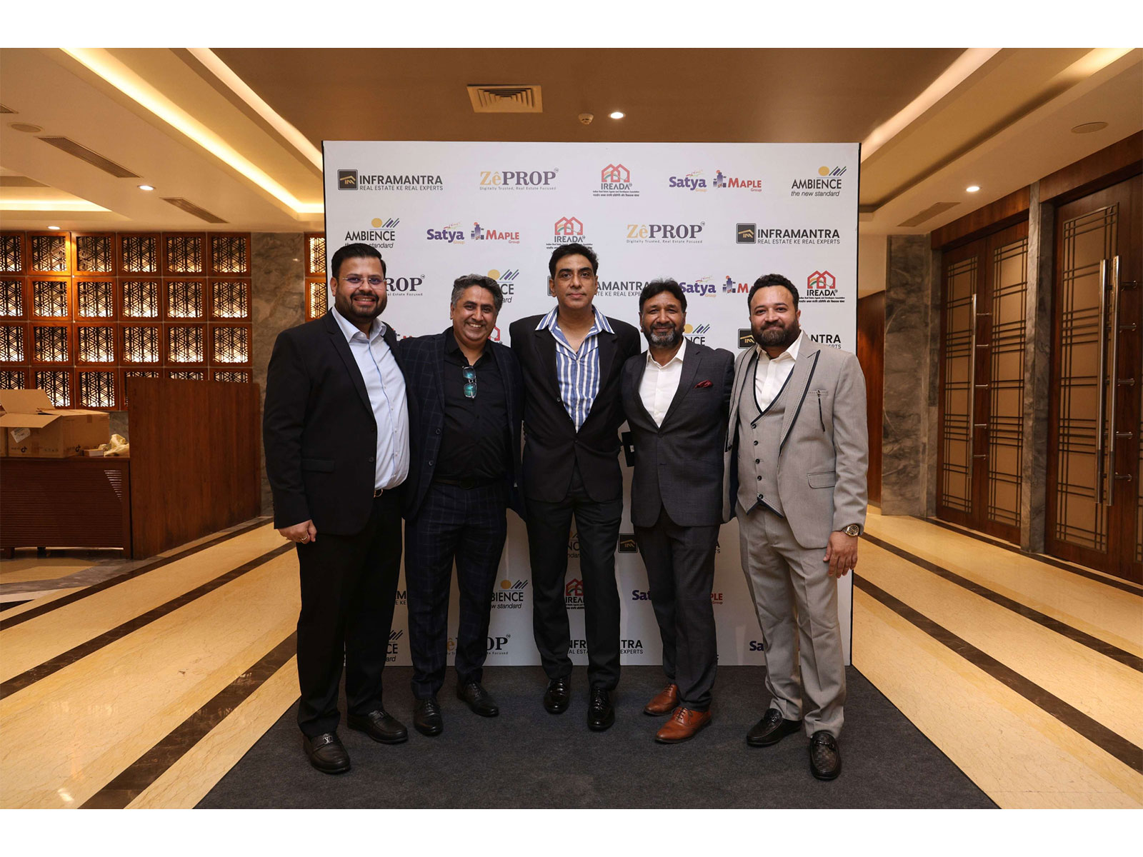 (Left to Right) Shiwang Suraj, Inframantra; Raja Chhabra, ZePROP; Sahil Duggal, IREDA; Pradeep Saini, ZePROP; and Garvit Tiwari, Inframantra, at Delhi Agents Meet 2026 