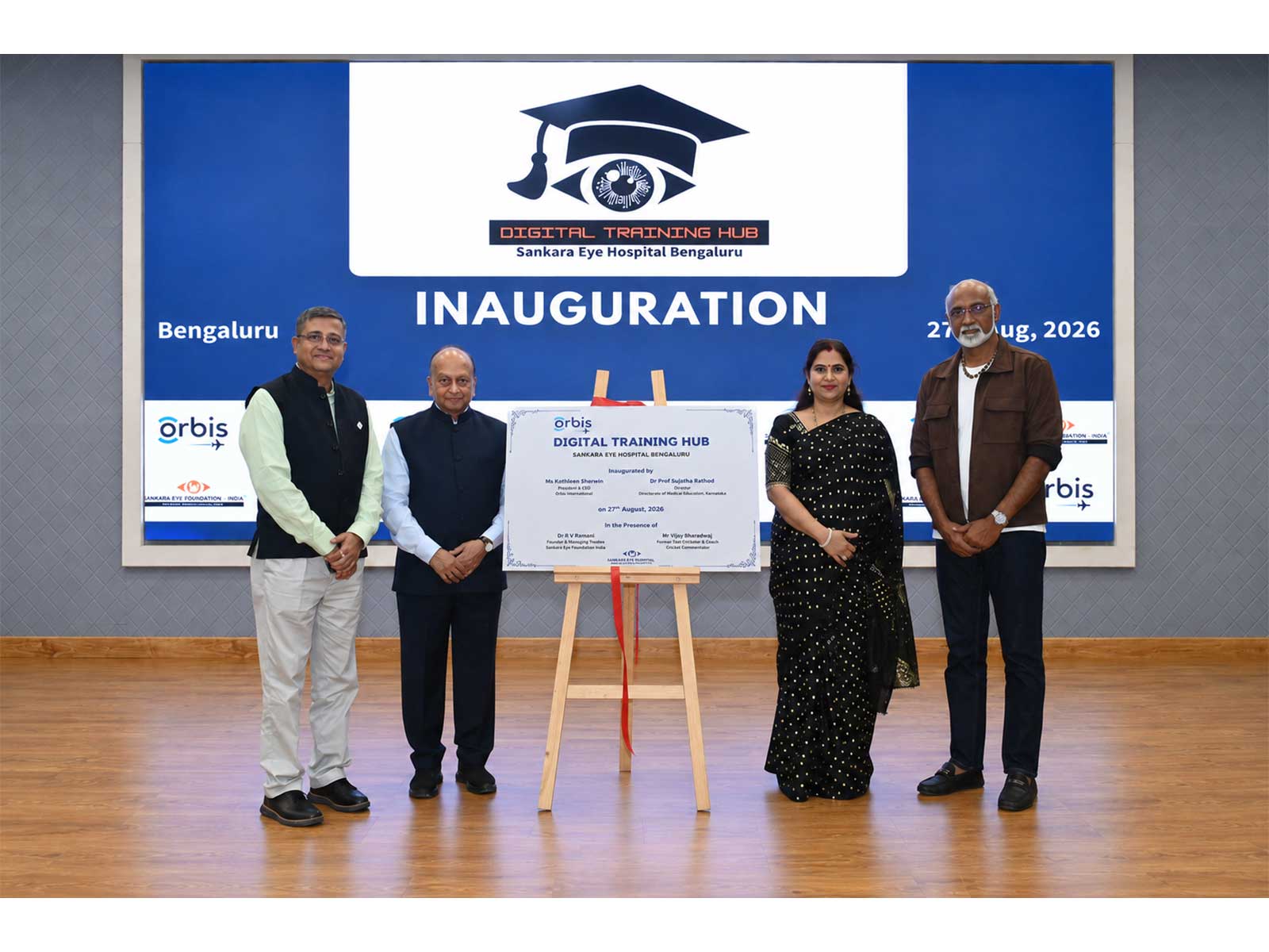 Standing from the left are Dr. Rishi Raj Borah, Dr. R. V. Ramani, standing on the right are Dr. Sujatha Rathod and Mr. Vijay Bharadwaj