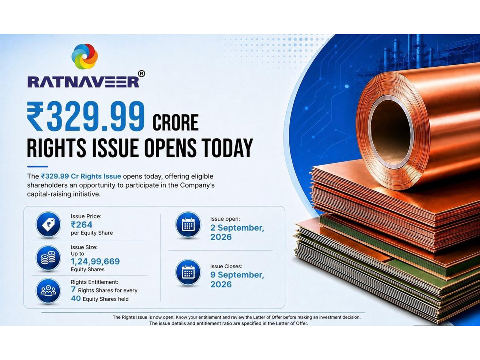 Ratnaveer Precision Engineering's INR 329.99 Crore Rights Issue is now open