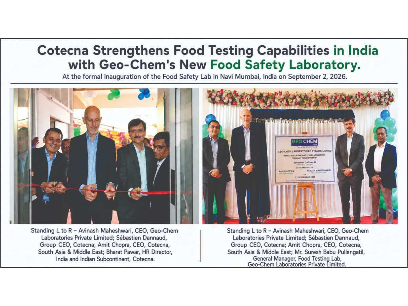 With more than 40 Food Testing & Inspection capabilities, Geo-Chem India, part of the Cotecna Group, supports the evolving needs of food businesses, exporters, importers, and regulators.
