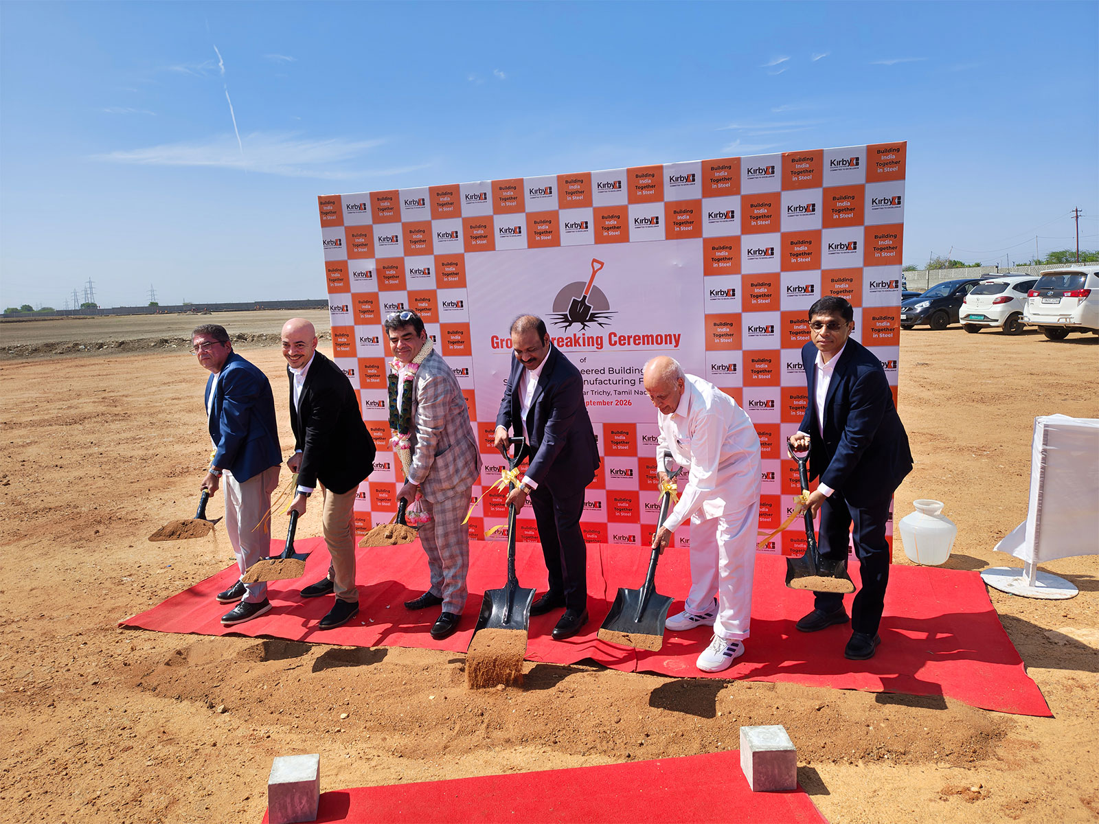 Kirby Group senior leadership during the groundbreaking ceremony for the new manufacturing facility in Tamil Nadu, India.