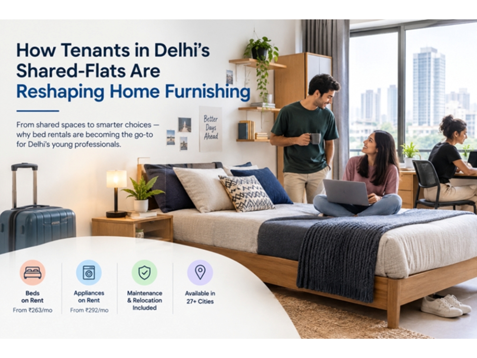 Bed on rent in Delhi.