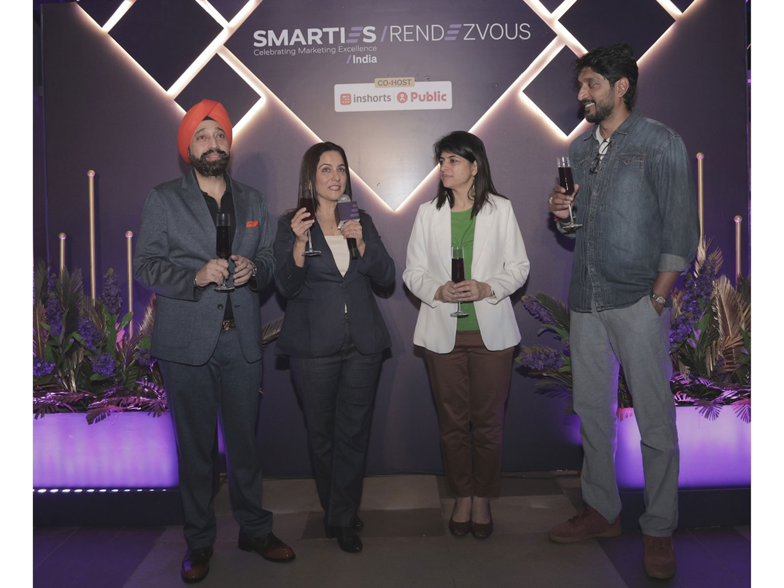 Jury chairs Rajneet Kohli, Geetika Mehta, Sairam Krishnamurthy, with Moneka Khurana raise a toast to the shortlist culmination and jury process.