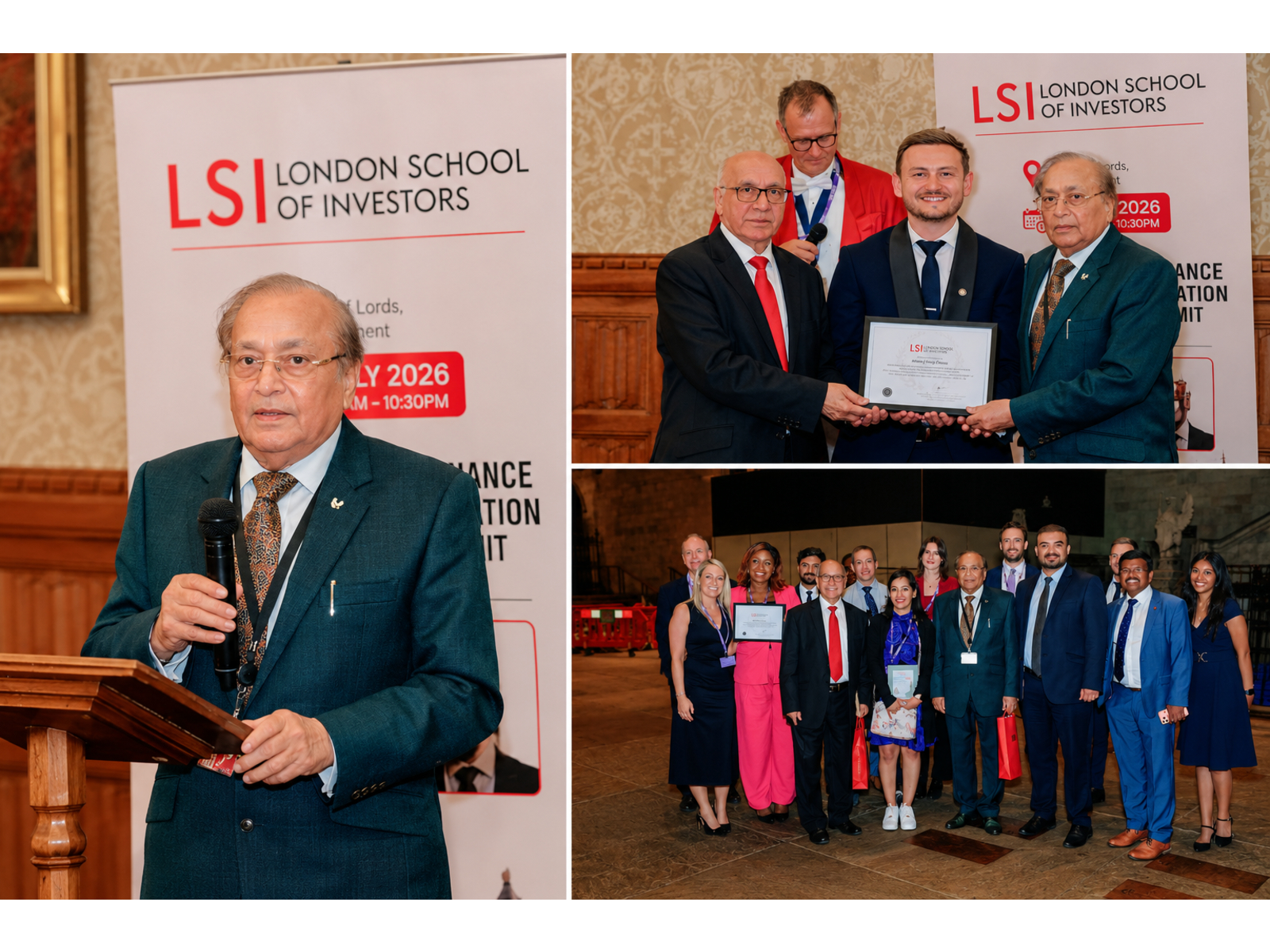 Sustainable Impact Investment Excellence Award (Impact-Led Real Estate) presented to Stephen Laszlo, COO, Assisted Living Project, by Lord Rami Ranger and Virendra Sharma 