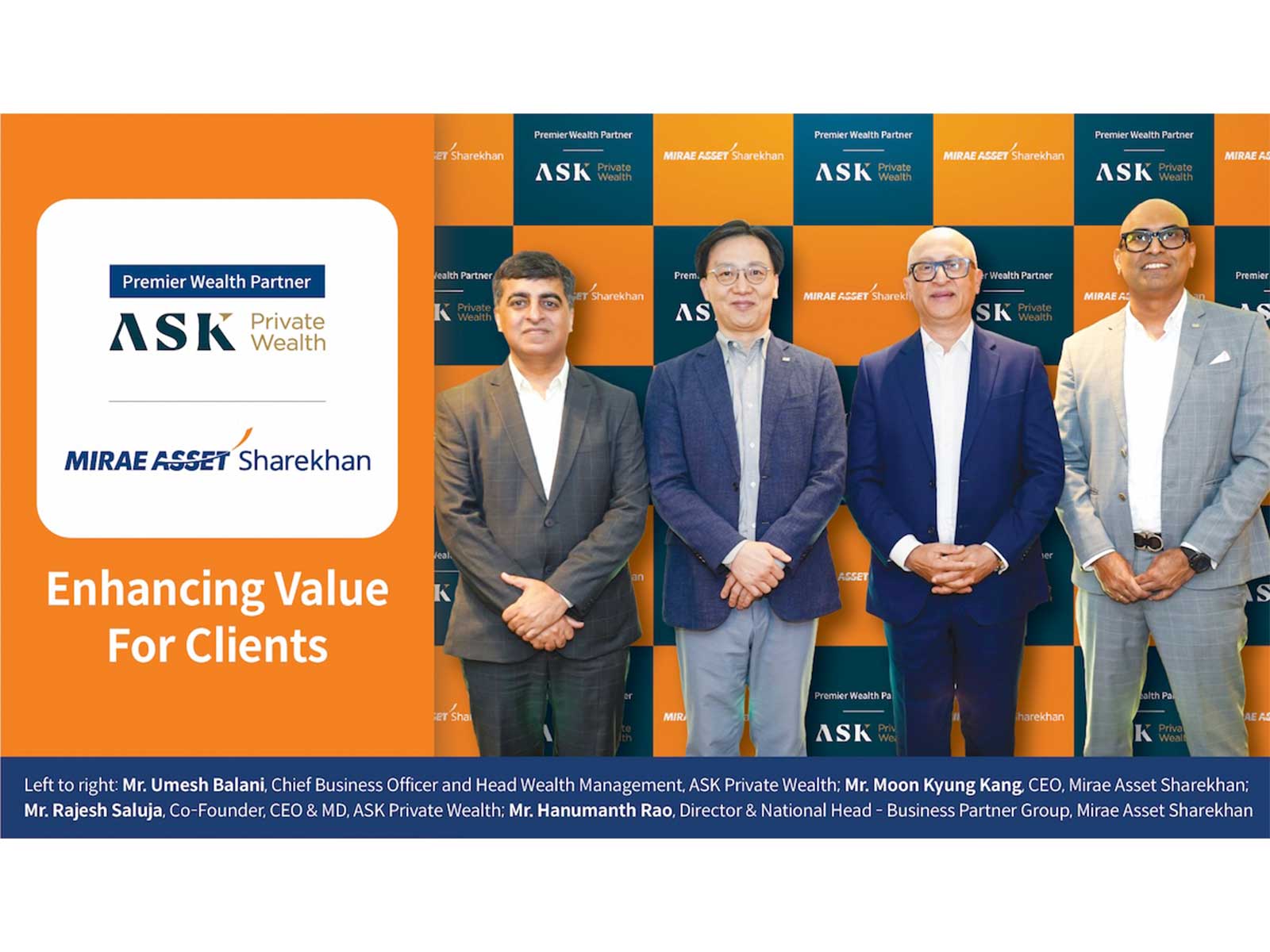Mirae Asset Sharekhan Onboards ASK Private Wealth as an Authorised Business Partner Under its Newly Launched Premier Wealth Partner Category