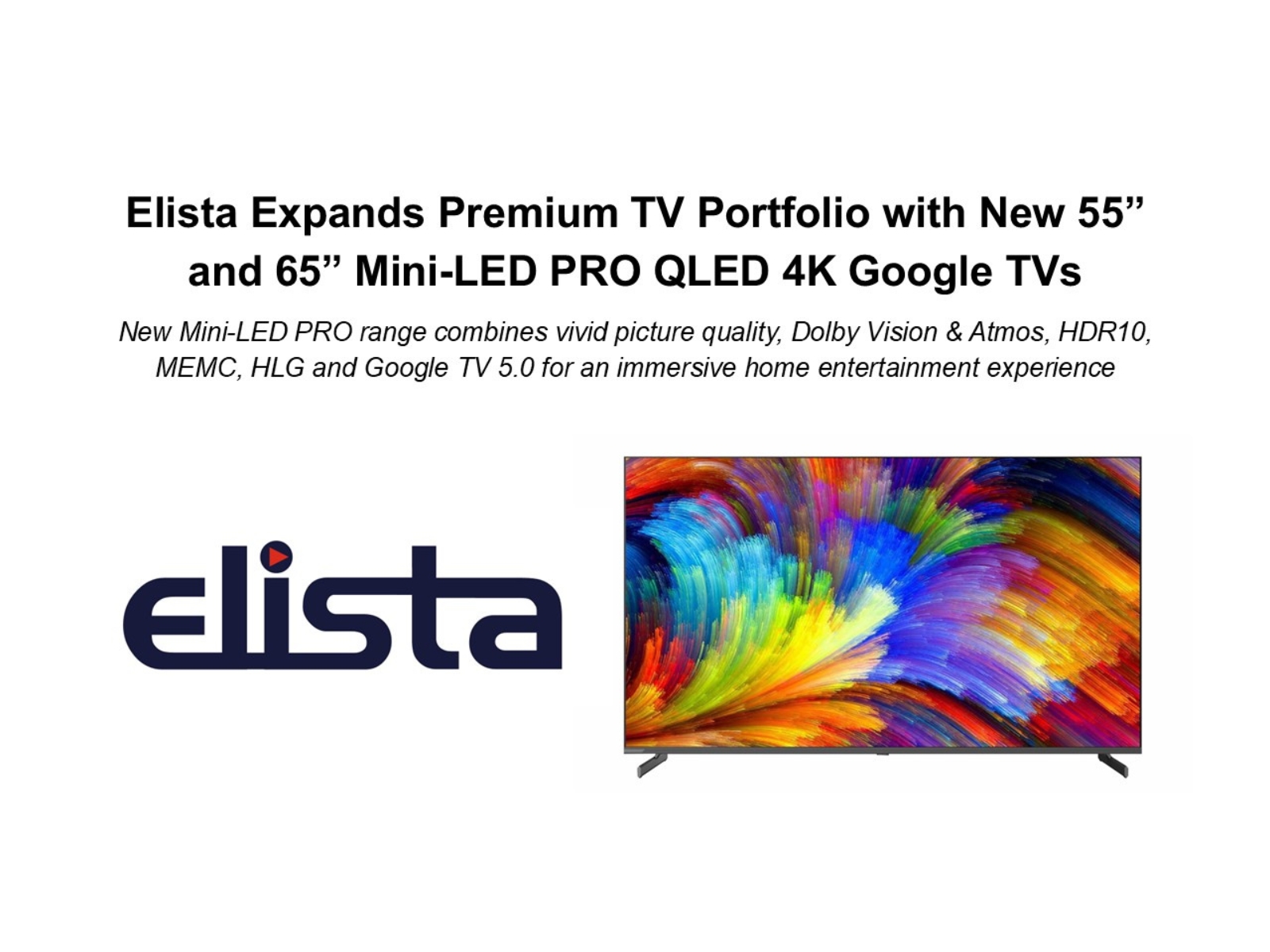 Elista Launches 55” & 65” Mini-LED PRO QLED TVs