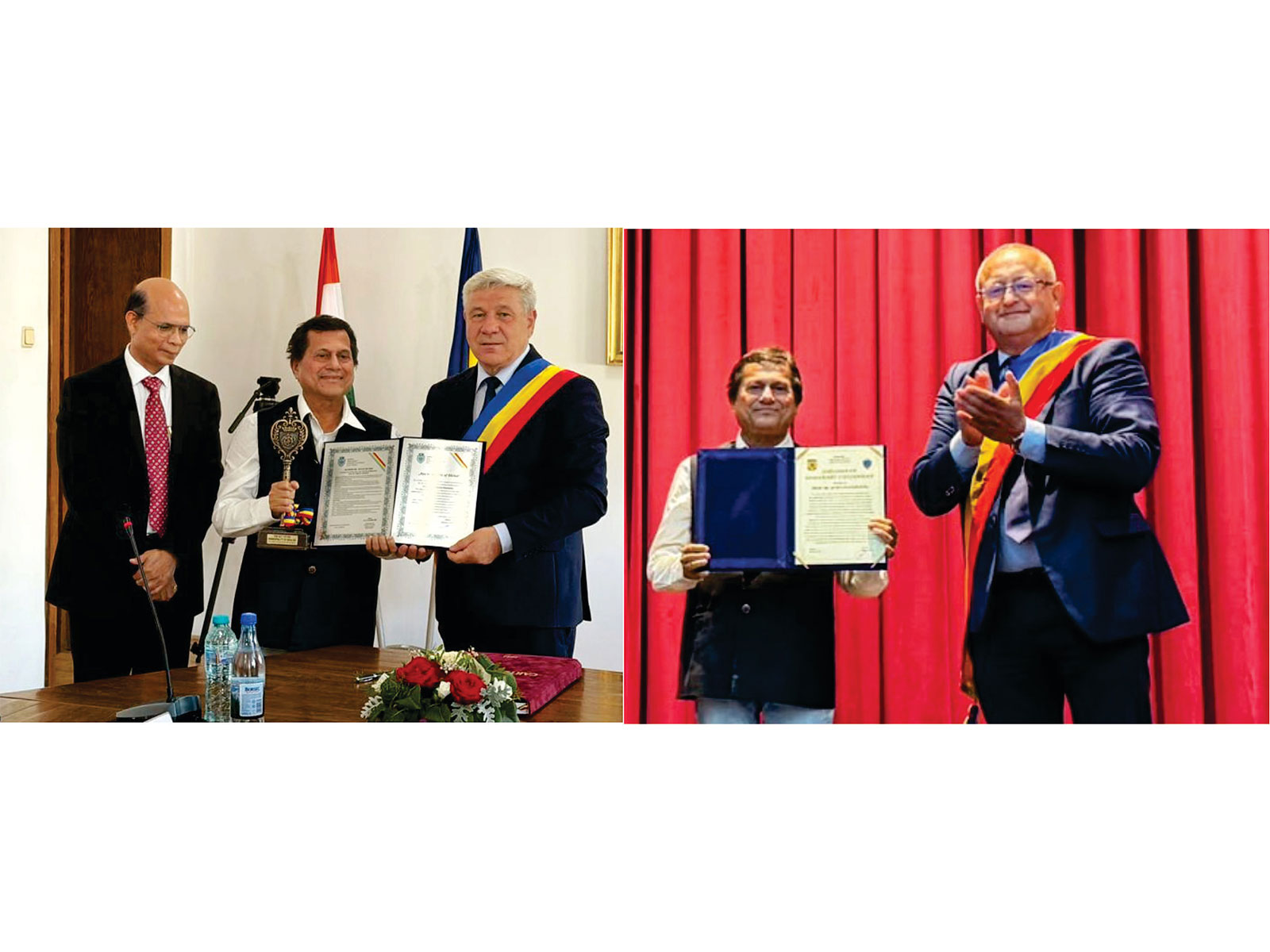 Dr. Achyuta Samanta receiving the Honorary Citizenship of Milișăuți during his visit to Romania