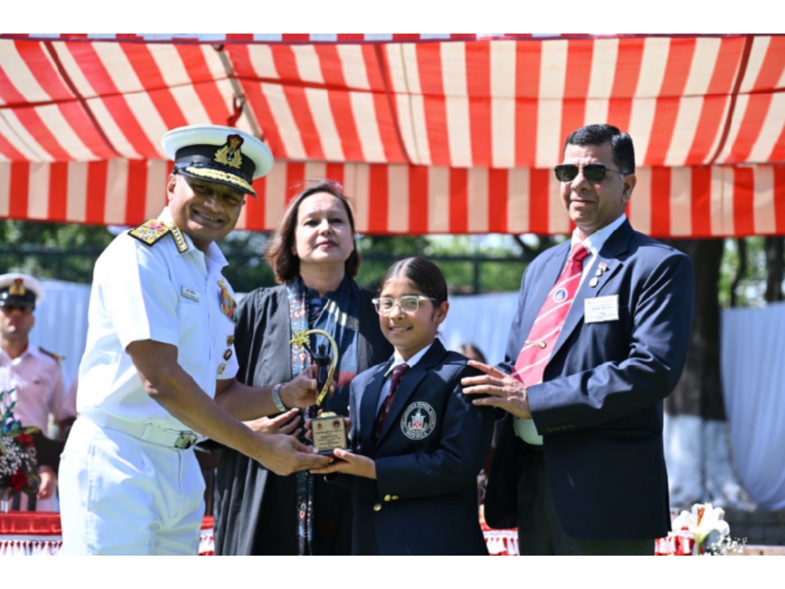 Chief of Naval Staff Admiral Krishna Swaminathan urges students to “Never Give In”