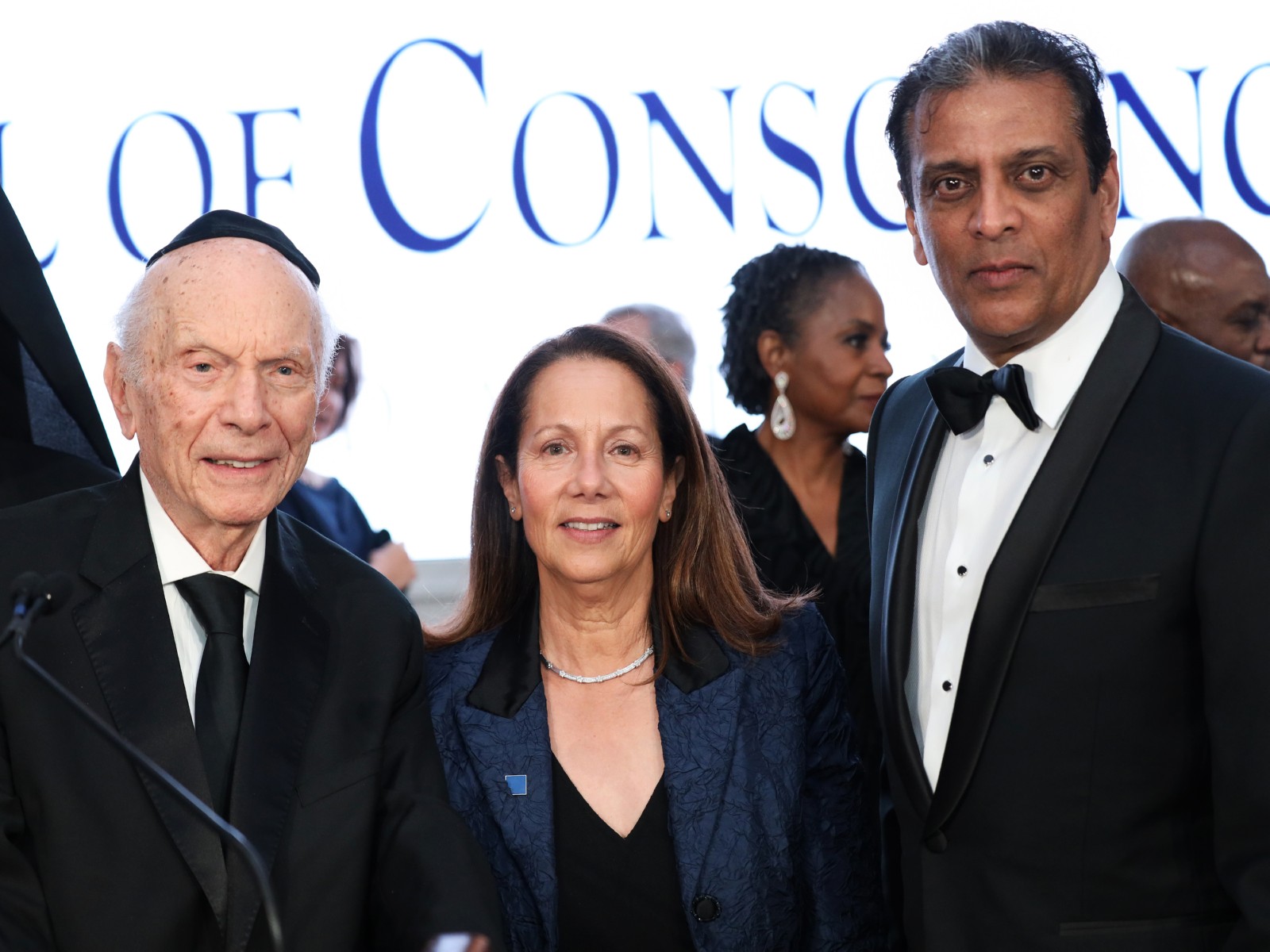Raj Subramaniam, President & CEO FedEx Corporation with Karen Schneier Dresbach, Executive Vice President, & Rabbi Arthur Schneier, Founder & President, Appeal of Conscience Foundation