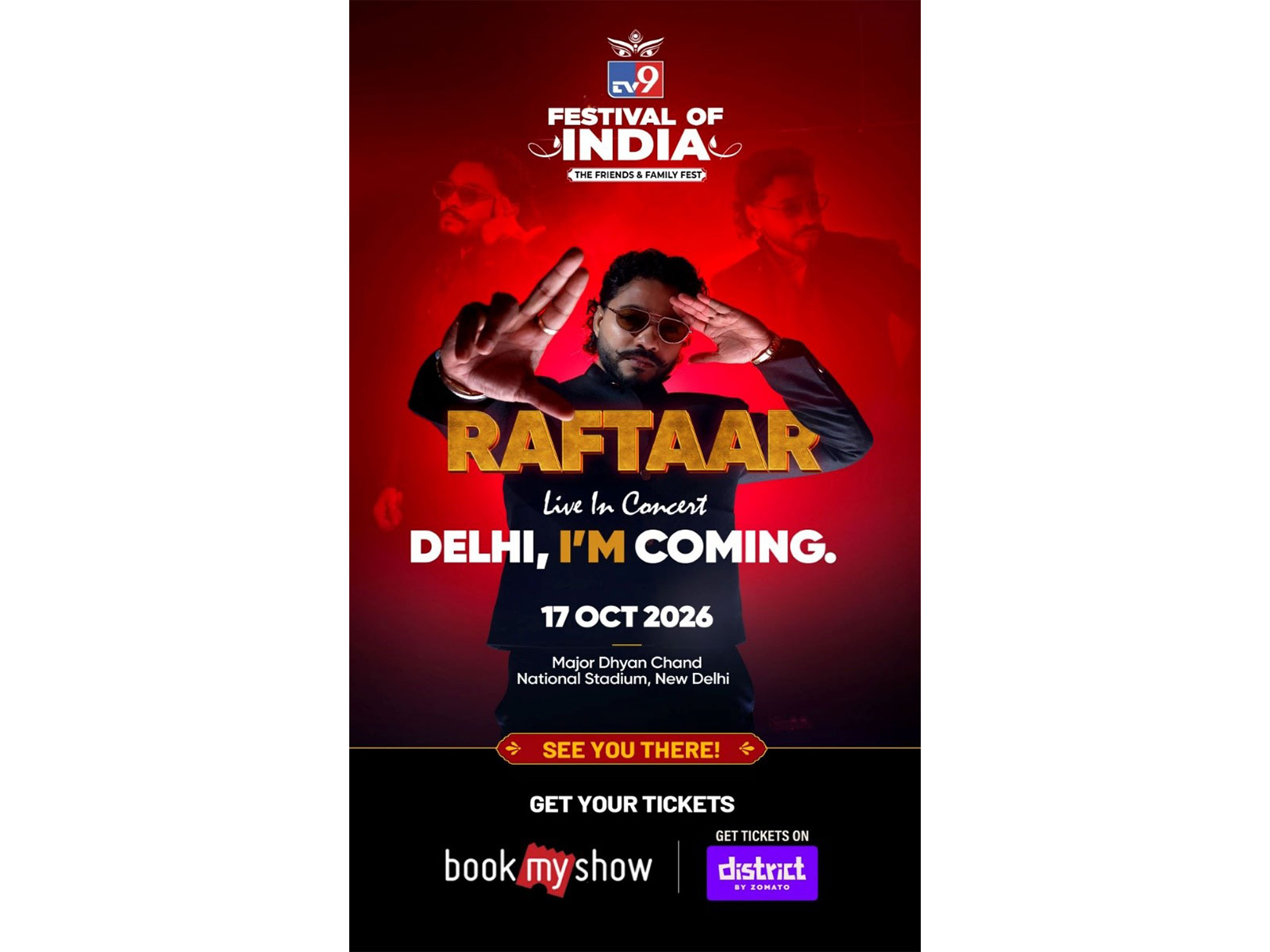 Countdown begins for a high-energy concert on 17th October, followed by three nights of Dandiya from 18th to 20th October at Major Dhyan Chand National Stadium, New Delhi