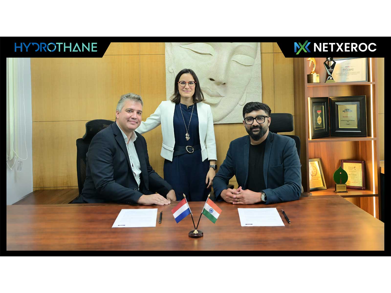 Bruno Teixeira - Business Development Director &  Morgane Pigeaux - Managing Director, HydroThane STP BV. On the right, Suchit Dekivadia, CEO, NetxeroC
