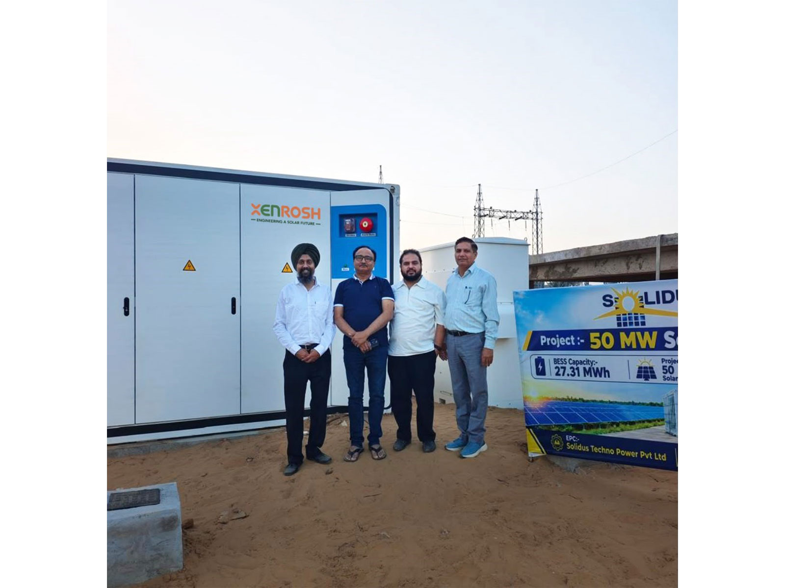 The image captures the successful delivery of Solidus Techno Power’s 27.31 MWh Battery Energy Storage System (BESS) integrated with 50MW solar project for SBF Ispat Private Limited