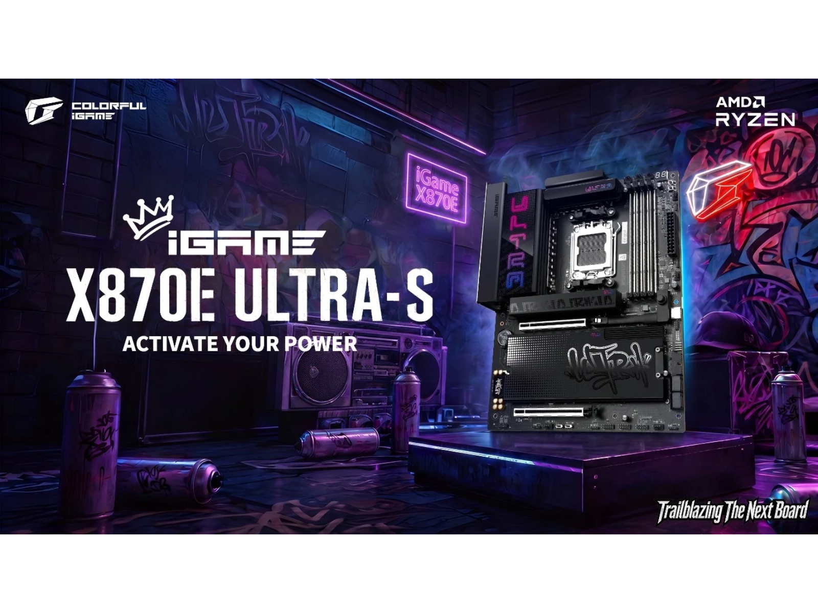 The new AMD X870E motherboard features a 16+2+1-phase power design, support for up to 256GB of DDR5 memory, five M.2 slots, and Wi-Fi 7 connectivity.