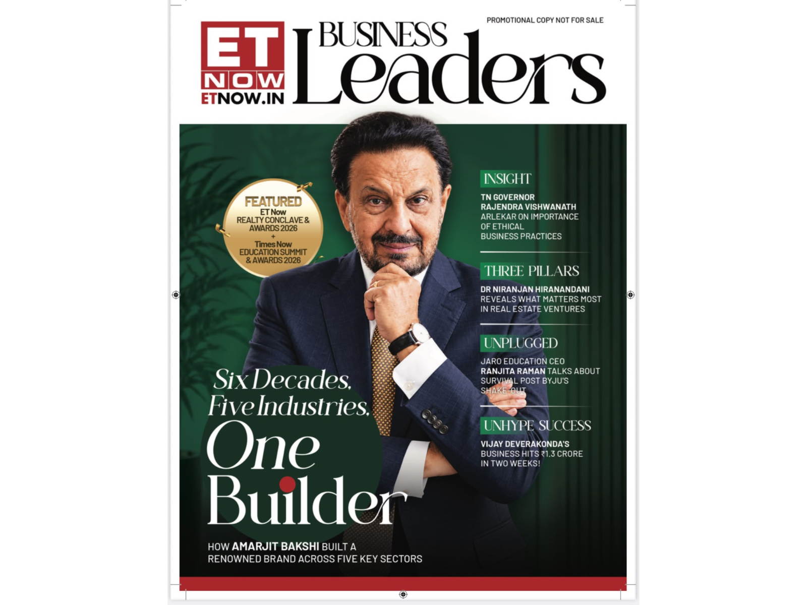 Amarjit Bakshi Features on ET NOW Business Leaders Cover, Spotlighting Six Decades Across Five Industries