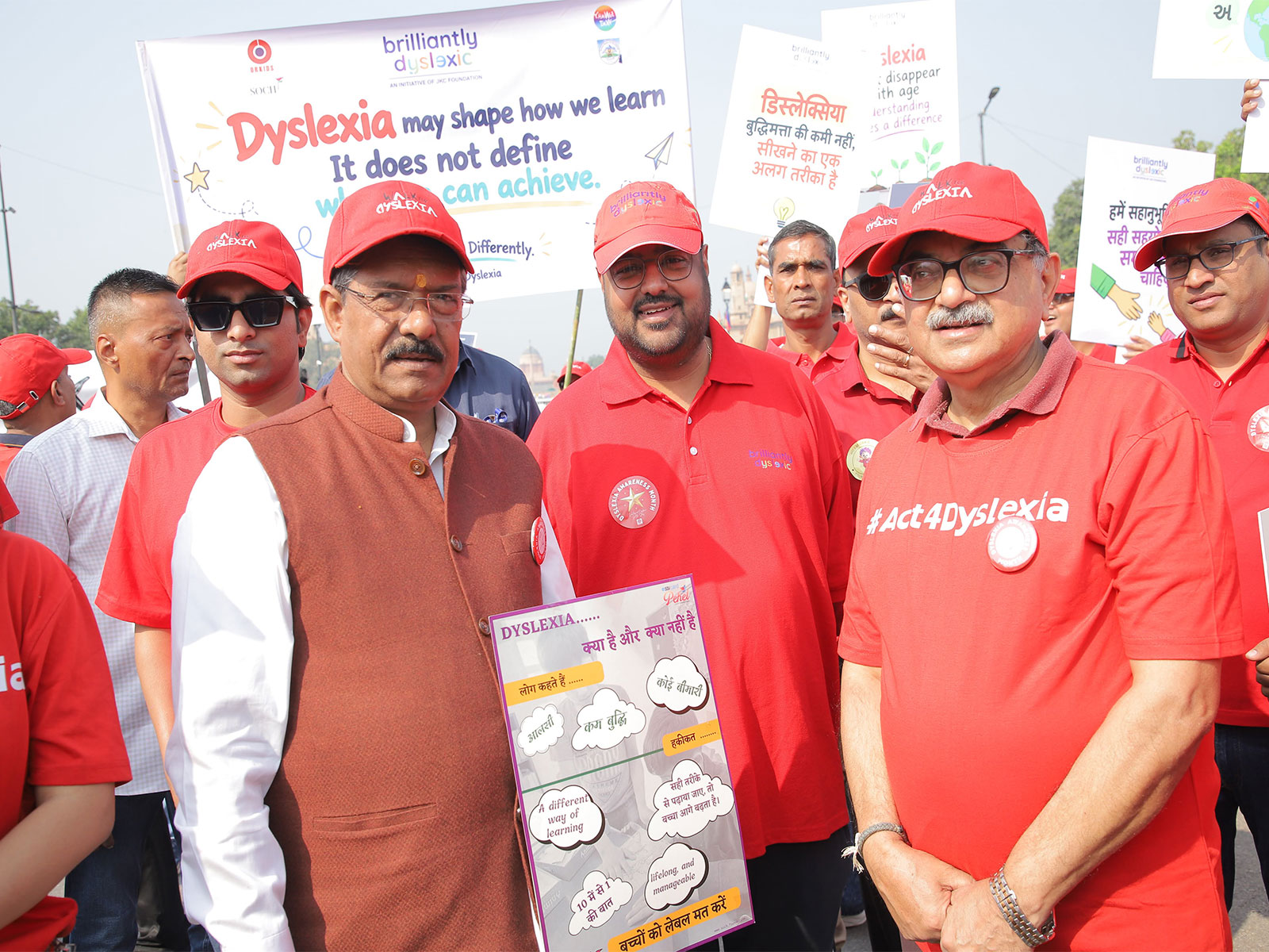 Delhi BJP President Harsh Malhotra, Dr. Raghavpat Singhania, MD, JK Cement Ltd & former MP Tarun Vijay at the walk
