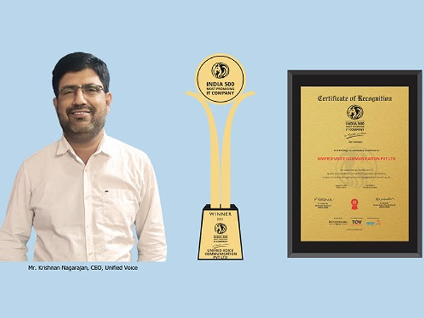 Unified Voice bags India 500 Most Promising IT Company Award 2021 for quality excellence
