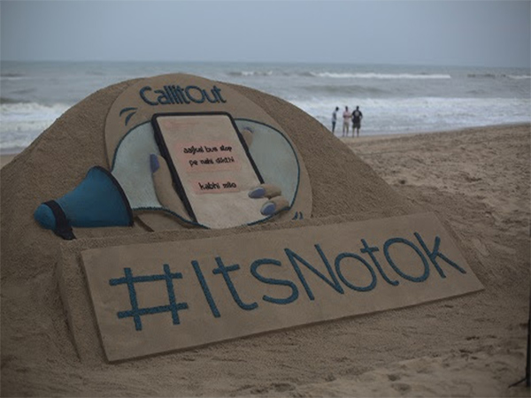 The famous sand artist Sudarsan Pattnaik designed beautiful sand art around the theme of the campaign