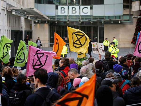 BBC in London put on lockdown over climate change protest by Extinction Rebellion