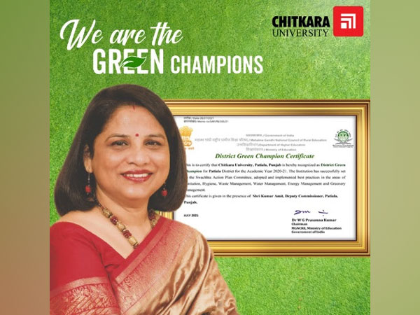 Chitkara University recognised as District Green Champion by Government of India