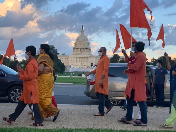 People of Indian heritage raise saffron flags, celebrate Ayodhya's 'bhoomi pujan' in Washington