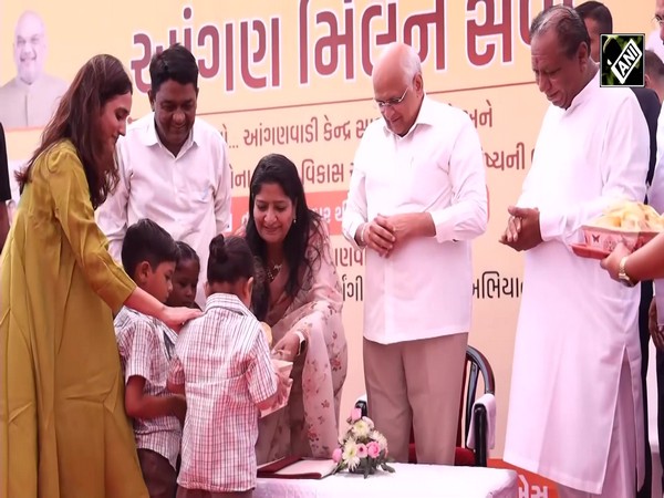 Gujarat CM Bhupendra Patel participates in 'Anganwadi Utsav - Angan Milan Seva' in Ahmedabad