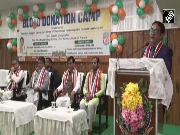 Tripura Chief Minister Manik Saha participates in blood donation camp in Agartala