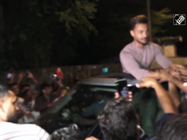 Actor Aayush Sharma interacts with fans outside movie theatre