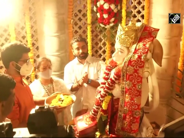Aaditya Thackeray offers prayers at Madhavbaug Temple in Mumbai on Hanuman Jayanti