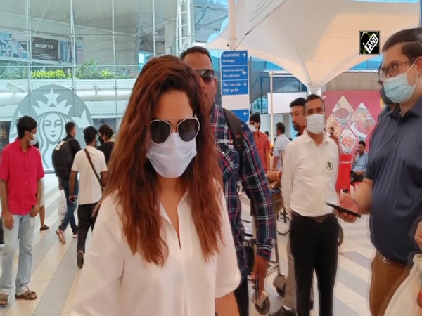 Actor Nushrratt Bharuccha spotted in all white look at airport in Mumbai