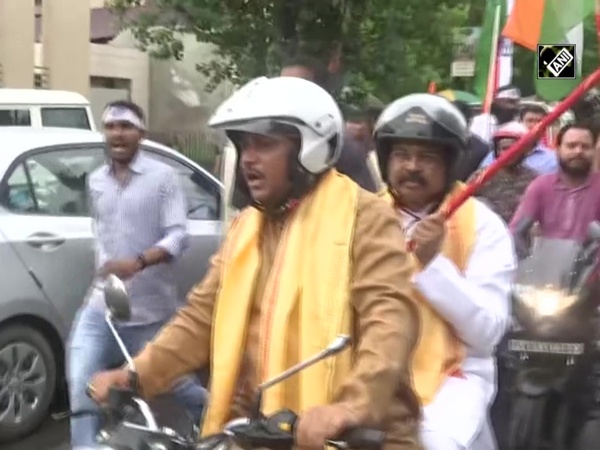 Union Minister Dharmendra Pradhan participates in bike rally in Kolkata