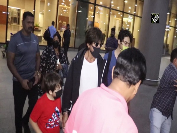 Shah Rukh Khan spotted with sons at Mumbai airport