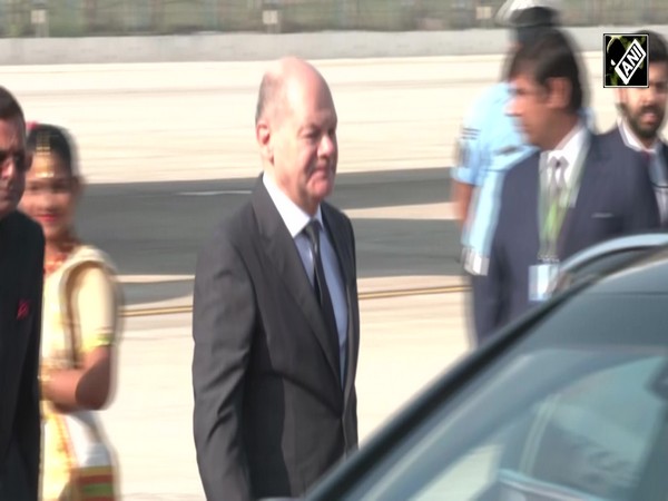 German Chancellor Olaf Scholz arrives in Delhi