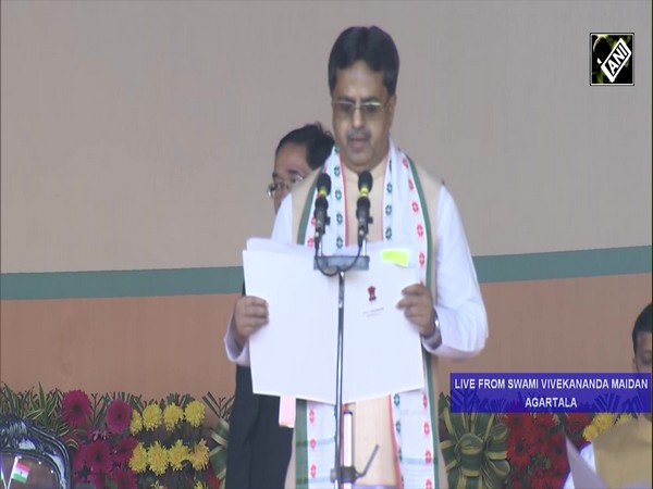 Manik Saha takes oath as Chief Minister of Tripura in Agartala