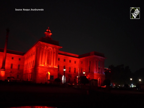 Rashtrapati Bhawan lit in Red as part of the 'Go Red' campaign for Dyslexia awareness month
