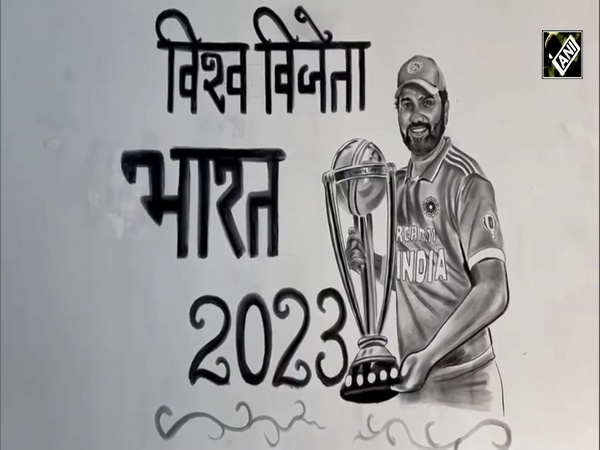 World Cup 2023 Final: Artist in Amroha makes 8-feet-tall portrait of Rohit Sharma